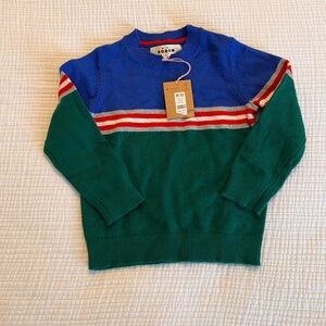 Mini Boden Blue and Green Striped Kids Sweater